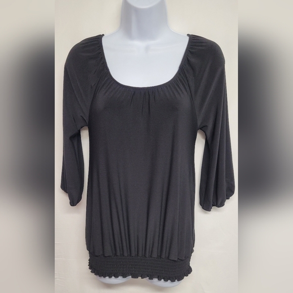 White House Black Market Tops - White House Black Market XS Slinky Stretch Top Elastic Neck Waist Sleeve & Ends